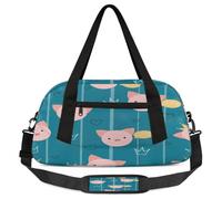 Borsone da viaggio per bambini con corona di maiale carino per ragazze e ragazzi, borsa sportiva leggera per palestra per bambini, piccola borsa da viaggio per la notte, borsa da ballo, graziosa