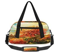 Borsone da viaggio per bambini con crisantemi dorati, per ragazze e ragazzi, con fiori autunnali, leggero, borsa sportiva da palestra per bambini, piccola borsa da viaggio per la danza, Crisantemi