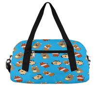 Borsone da viaggio per bambini con cucciolo di mucca, per ragazze e ragazzi, con simpatico animale blu, leggero, borsa da palestra per bambini, piccola borsa da viaggio per la notte, Cane cucciolo di