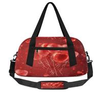 Borsone da viaggio per bambini con cuore rosso, per ragazzi, ragazze, adolescenti, sport, palestra, viaggi, ginnastica, danza, danza, Multicolore
