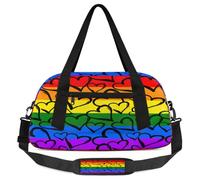 Borsone da viaggio per bambini con cuori colorati e motivo a righe arcobaleno, leggero, per sport, palestra, per bambini, per la notte, weekender, da portare con sé, borsa da viaggio o da ballo, Cuore