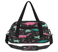 Borsone da viaggio per bambini con dinosauri colorati, per ragazze e ragazzi, con dinosauri in stile cartone animato, leggero, borsa sportiva da palestra per bambini, piccola borsa da viaggio per la