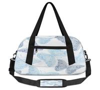 Borsone da viaggio per bambini con farfalla blu, per ragazze e ragazzi, graziosa borsa leggera per sport, palestra per bambini, piccola borsa da viaggio per la danza, Farfalla blu., 18.5L x 7.8W x