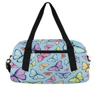 Borsone da viaggio per bambini con farfalle carine e farfalle, per ragazze e ragazzi, borsa leggera per sport e palestra, piccola borsa da viaggio per la danza, Graziose farfalle, 18.4L x 7.8W x 9.4H