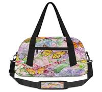 Borsone da viaggio per bambini con farfalle e fiori ad acquerello, leggero, per sport, palestra, per bambini, per la notte, weekender, da portare con sé, da portare con sé, da portare con sé, da