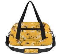 Borsone da viaggio per bambini con fiore di ape, per ragazze e ragazzi, giallo, leggero, per sport, palestra, per bambini, piccolo, per la notte, weekender, da portare con sé, borsa da ballo, Ape