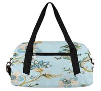 Borsone da viaggio per bambini con fiori astratti per ragazze e ragazzi, etnico floreale blu, leggero, borsa sportiva da palestra per bambini, piccola borsa da viaggio per la danza, Fiore astratto,