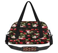 Borsone da viaggio per bambini con fiori di ciliegio rosso, per ragazze e ragazzi, stampa ciliegia, leggero, borsa sportiva da palestra per bambini, piccola borsa da viaggio per la danza, Fiori di