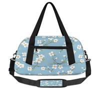 Borsone da viaggio per bambini con fiori di pera bianca, per ragazze e ragazzi, borsa sportiva leggera blu per bambini, piccola borsa da viaggio per la danza, Fiore Di Pera Bianca, 18.5L x 7.8W x 9.4H
