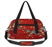 Borsone da viaggio per bambini con fiori di prugna cinese, per ragazze e ragazzi, borsa sportiva leggera rossa per bambini, piccola borsa da viaggio per la danza, Fiori Di Prugna Cinese, 18.5L x 7.8W