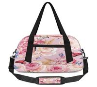 Borsone da viaggio per bambini con fiori e farfalle, con rose e farfalle, leggero, per sport, palestra, per bambini, per la notte, weekender, da portare con sé, borsa da viaggio o da ballo, Farfalla