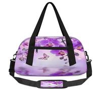 Borsone da viaggio per bambini con fiori e farfalle, per ragazzi e ragazze, con orchidea floreale viola, per sport, palestra, viaggi, ginnastica, danza, danza, Multicolore