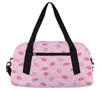 Borsone da viaggio per bambini con fragole rosa e frutta, per ragazze e ragazzi, a pois, leggero, per sport, palestra, per bambini, per la notte, weekender, da portare con sé, borsa da viaggio o da
