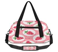 Borsone da viaggio per bambini con fragole rosa, per ragazze e ragazzi, a pois fragola, leggero, per sport, palestra, per bambini, piccolo, da portare con sé durante la notte, weekender, borsa da