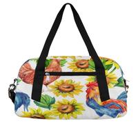Borsone da viaggio per bambini con gallina e girasole, per ragazze e ragazzi, borsa leggera per sport e palestra, piccola borsa da viaggio per la danza, Girasole Di Pollo, 18.4L x 7.8W x 9.4H