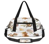 Borsone da viaggio per bambini con gatti e farfalle, per ragazzi e ragazze, con grazioso gattino, borsa da palestra per weekender, viaggi, ginnastica, danza, danza, Multicolore