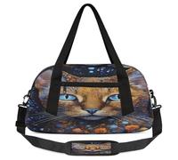 Borsone da viaggio per bambini con gatto animale, per ragazze e ragazzi, arte astratta, leggero, borsa sportiva da palestra per bambini, piccola borsa da viaggio per la danza, gatto animale, 18.5L x