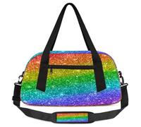 Borsone da viaggio per bambini con glitter e stelle arcobaleno per ragazzi e ragazze adolescenti borsa sportiva per weekender, viaggi, ginnastica, danza, danza, Multicolore