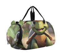 Borsone da viaggio per bambini con gnomo di Natale e neve, borsa da viaggio per bambini, Simpatici occhi di tartaruga verdi, classico