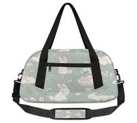 Borsone da viaggio per bambini con grazioso coniglietto e fiore, per ragazze e ragazzi, borsa sportiva leggera da palestra per bambini, piccola borsa da viaggio per la danza, Simpatico coniglietto