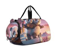 Borsone da viaggio per bambini, con koala, tramonto, romantico, weekender, borsone da viaggio, palestra, borsone per bambini, Divertente Panda Titanic Amore Scena, classico