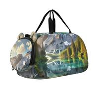 Borsone da viaggio per bambini, con koala, tramonto, romantico, weekender, borsone da viaggio, palestra, borsone per bambini, Crystal Mountain Riflessione Lago, classico