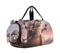 Borsone da viaggio per bambini, con koala, tramonto, romantico, weekender, borsone da viaggio, palestra, borsone per bambini, Giro in barca di San Valentino Lontra Carino, classico