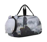 Borsone da viaggio per bambini con Leonardo da Vinci Battesimo Cristo Borse da notte per bambine Borsone da viaggio per bambini, Caspar David Friedrich Wanderer Nebbia marina, classico