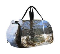 Borsone da viaggio per bambini con Leonardo da Vinci Battesimo Cristo Borse da notte per bambine Borsone da viaggio per bambini, pittura Quercia Albero Neve, classico