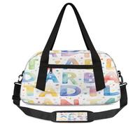 Borsone da viaggio per bambini con lettere colorate per ragazzi e ragazze adolescenti educazione alfabeti sport palestra borsa per weekender viaggi ginnastica danza danza balletto, Multicolore