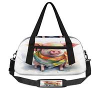 Borsone da viaggio per bambini con maiale carino per ragazzi e ragazze adolescenti dipinto con animali, borsa da palestra per weekender, viaggi, ginnastica, danza, danza, Multicolore