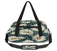 Borsone da viaggio per bambini con margherite bianche e fiori, per ragazze e ragazzi, leggero, per sport, palestra, per la notte, weekender, borsa da viaggio o da ballo, Margherita bianca, 18.5L x