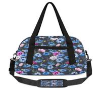 Borsone da viaggio per bambini con margherite blu e rosa, per ragazze e ragazzi, leggero e leggero, per sport, palestra, weekender, da portare con sé, da viaggio, da ballo, Margherita Blu Rosa, 18.5L