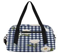 Borsone da viaggio per bambini con margherite e fiori bianchi, per ragazze e ragazzi, a quadri neri e bianchi, borsa da palestra leggera per bambini, piccola borsa da viaggio o da ballo, Margherita