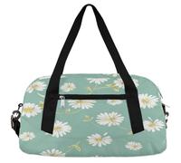 Borsone da viaggio per bambini con margherite e fiori floreali, per ragazze e ragazzi, verde leggero, borsa sportiva da palestra per bambini, piccola borsa da viaggio e da ballo, Margherita floreale,
