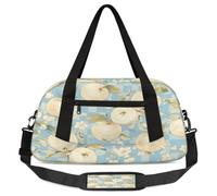 Borsone da viaggio per bambini con mele bianche e fiori, per ragazze e ragazzi, stampa mele, leggero, borsa da palestra per bambini, piccola borsa da viaggio per la danza, Fiori di mele bianche, 18.5L
