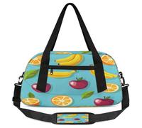 Borsone da viaggio per bambini con motivo con mele e banane e arancioni, piccola borsa sportiva da viaggio leggera per ragazzi e ragazze, borsa da viaggio per il weekend notturno, borsa da palestra