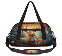 Borsone da viaggio per bambini con motivo di cervo e fiori di cervo, leggero, per sport, palestra, per bambini, per la notte, weekender, da portare con sé, da portare con sé, Simpatico cervo, 18.5L x