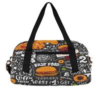 Borsone da viaggio per bambini con motivo fast food, per ragazze e ragazzi, per hamburger, pizza, sport, palestra, borsa per bambini, piccola borsa da viaggio per la danza, Modello Fast Food, 18.4L x
