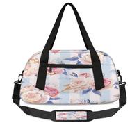 Borsone da viaggio per bambini con motivo floreale con rose, per ragazze e ragazzi, leggero, per sport, palestra, per la notte, weekender, da portare con sé, borsa da viaggio o da ballo, Rosa