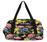 Borsone da viaggio per bambini con motivo floreale e farfalle, leggero, per sport, palestra, per bambini, per la notte, weekender, da portare con sé, da portare con sé, Fiore floreale., 18.4L x 7.8W x
