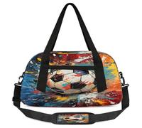 Borsone da viaggio per bambini con motivo vintage a palloni da calcio, piccola borsa sportiva da viaggio leggera per ragazzi e ragazze, borsa da viaggio per il weekend notturno, borsa da palestra per