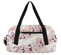 Borsone da viaggio per bambini con note musicali musicali, per ragazze e ragazzi, motivo floreale, leggero, borsa sportiva da palestra per bambini, piccola borsa da viaggio o da ballo, Nota musicale