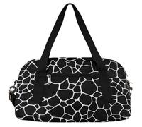 Borsone da viaggio per bambini con pelle di giraffa nera, per ragazze e ragazzi, borsa sportiva leggera da palestra per bambini, piccola borsa da viaggio per la danza, Pelle di giraffa nera, 18.4L x