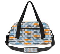 Borsone da viaggio per bambini con pesci colorati, per ragazze e ragazzi, con pesce vintage, leggero, borsa da palestra per bambini, piccola borsa da viaggio o da ballo, Pesci Colorati, 18.5L x 7.8W x