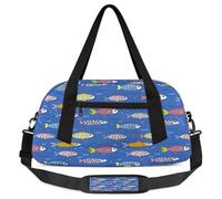 Borsone da viaggio per bambini con pesci colorati, per ragazze e ragazzi, motivo pesci di mare in stile cartone animato, leggero, borsa da palestra per bambini, piccola borsa da viaggio per la danza,