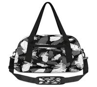 Borsone da viaggio per bambini con piume di uccello per ragazze e ragazzi, leggero borsa sportiva da palestra per bambini, piccola borsa da viaggio per la danza, Piume di uccello, 18.5L x 7.8W x 9.4H