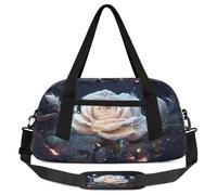 Borsone da viaggio per bambini con rose bianche e fiori, per ragazze e ragazzi, borsa sportiva leggera per palestra, piccola borsa da viaggio e danza, Fiore Rosa Bianca, 18.5L x 7.8W x 9.4H
