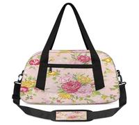 Borsone da viaggio per bambini con rose rosa, per ragazze e ragazzi, leggero con fiori rossi, borsa sportiva da palestra per bambini, piccola borsa da viaggio e danza, Rosa, 18.5L x 7.8W x 9.4H