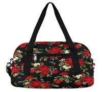 Borsone da viaggio per bambini con rose rosse, per ragazze e ragazzi, borsa sportiva leggera per bambini, piccola borsa da viaggio per danza, Rosa rossa., 18.4L x 7.8W x 9.4H